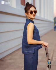 Quần Dài Nữ F2 Linen Xanh Đen