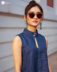 Áo Kiểu Nữ F2 Linen Xanh Đen