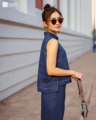 Áo Kiểu Nữ F2 Linen Xanh Đen
