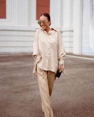 Áo Sơ Mi Nữ Linen Kem F2 Chocolate Fall In Love