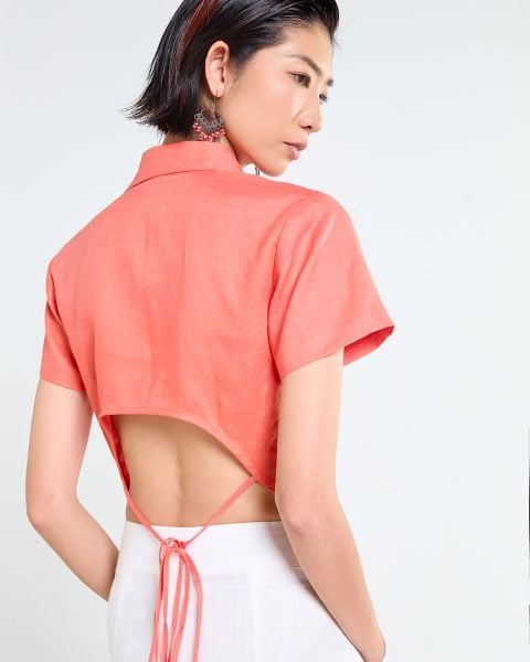 Áo Kiểu Nữ F2 Linen Cam Cà Rốt Tender Drit