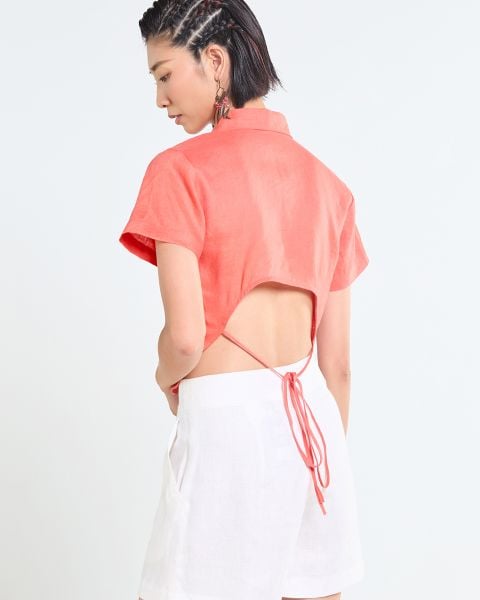 Áo Kiểu Nữ F2 Linen Cam Cà Rốt Tender Drit