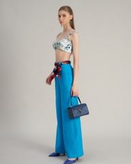 Áo Bra Linen Nữ F2 Trắng Xanh Holiday Vibes