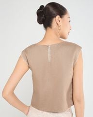Áo Kiểu Nữ F2 Linen Nâu A Touch Of Effortless Elegance