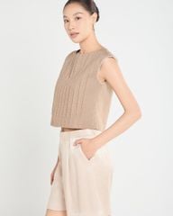 Áo Kiểu Nữ F2 Linen Nâu A Touch Of Effortless Elegance