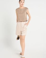 Áo Kiểu Nữ F2 Linen Nâu A Touch Of Effortless Elegance