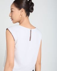 Áo Kiểu Nữ F2 Linen Trắng A Touch Of Effortless Elegance