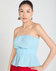 Áo Kiểu Nữ F2 Linen Xanh A Touch Of Effortless Elegance