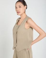 Áo Kiểu Nữ F2 Linen Kem Be A Touch Of Effortless Elegance