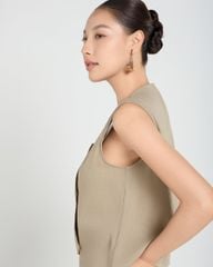 Áo Kiểu Nữ F2 Linen Kem Be A Touch Of Effortless Elegance