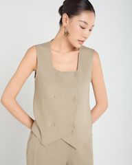 Áo Kiểu Nữ F2 Linen Kem Be A Touch Of Effortless Elegance