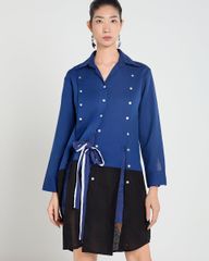 Áo Kiểu Nữ F2 Linen Xanh Đen A Touch Of Effortless Elegance