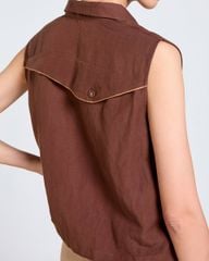 Áo Linen Nữ F2 Nâu Đậm Tender Drit
