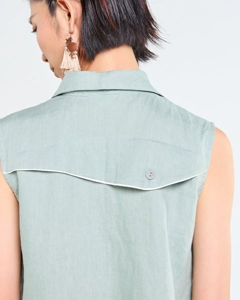 Áo Linen Nữ F2 Xanh Vỏ Đậu Tender Drit