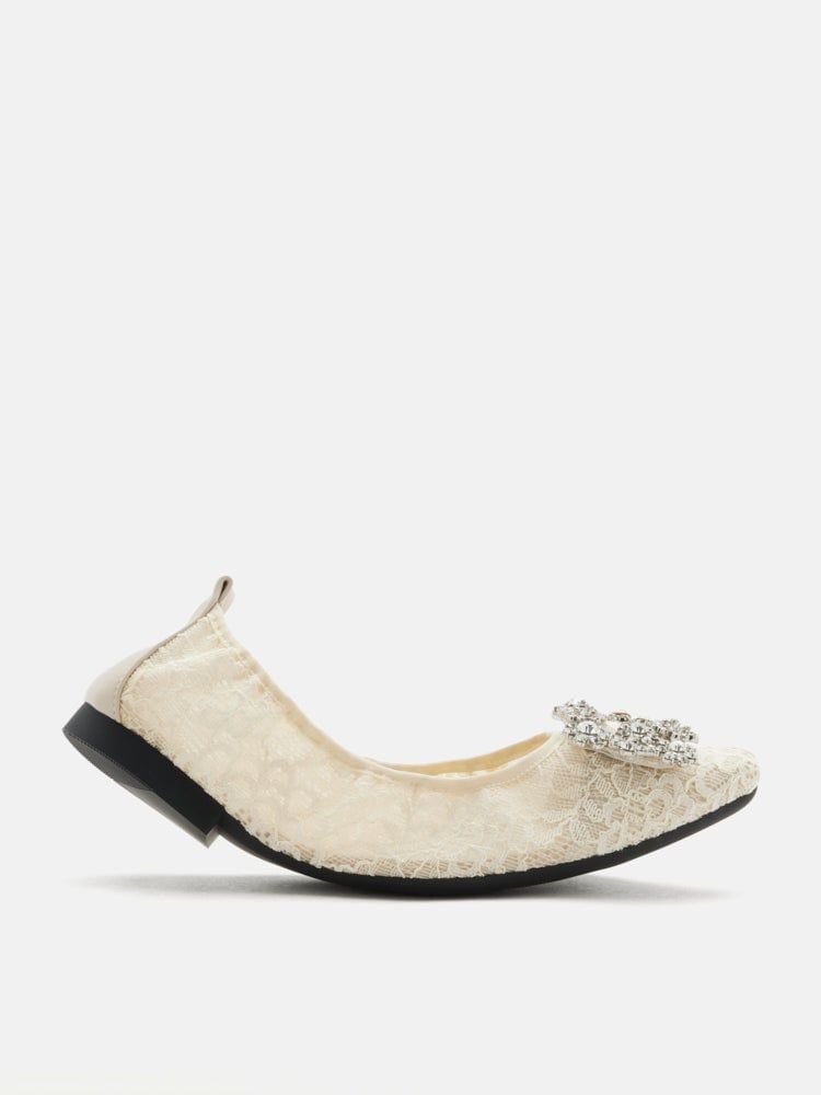 Giày Búp Bê Nữ Pazzion Alina Lace Diamante Foldable Flats