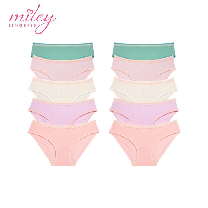 Combo 10 Quần Lót Thun Lạnh Viền Ren Trơn Comfort Miley Lingerie BMS_00 - Màu Ngẫu Nhiên