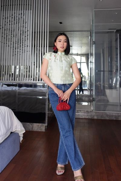 Áo Nữ TheBlueTshirt Cánh Lụa Tơ Tằm - Xanh Cốm