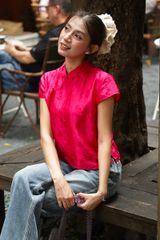 Áo Nữ TheBlueTshirt Cánh Lụa Tơ Tằm - Hồng Sen