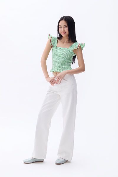 Áo Sơ Mi Nữ TheBlueTshirt Girly Top - Pearl Green Gingham ZigZag