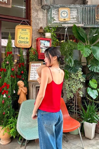 Áo Nữ TheBlueTshirt Daily Cami Top - Lụa Tổng Hợp Đỏ