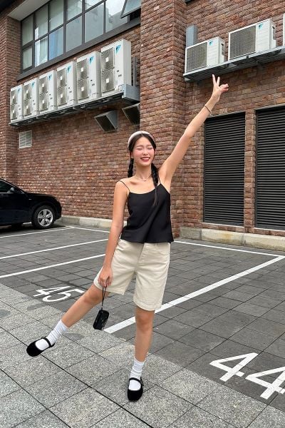 Áo Nữ TheBlueTshirt Daily Cami Top - Lụa Tổng Hợp Đen