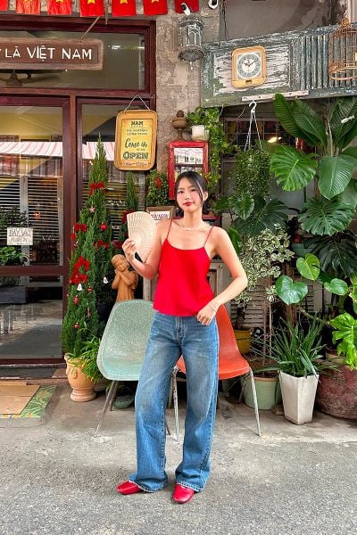 Áo Nữ TheBlueTshirt Daily Cami Top - Lụa Tổng Hợp Đỏ