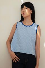 Áo Nữ TheBlueTshirt ZigZag Daisy Top - WaterBlue Gingham