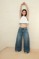 Áo Nữ TheBlueTshirt ZigZag Lace Top - White Poplin
