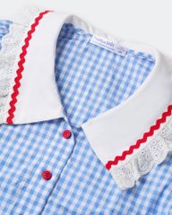 Áo Sơ Mi Bé Gái TheBlueTshirt BlueKid Lolita Top - AquaBlue Gingham