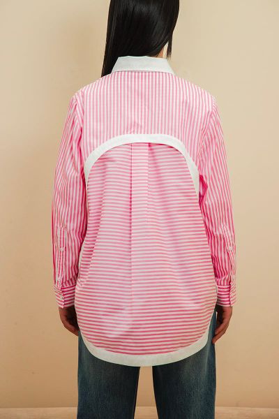 Áo Sơ Mi Nữ TheBlueTshirt Modern Arc Oversized Shirt - Pink Stripe