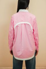 Áo Sơ Mi Nữ TheBlueTshirt Modern Arc Oversized Shirt - Pink Stripe