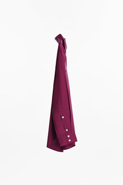 Áo Sơ Mi Nữ TheBlueTshirt New Pocket Oversize Shirt - Red Wine Poplin 110