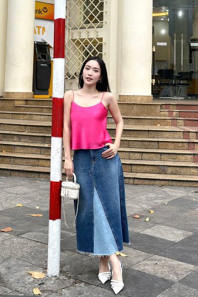 Áo Nữ TheBlueTshirt Daily Cami Top - Lụa Tổng Hợp Hồng Rose