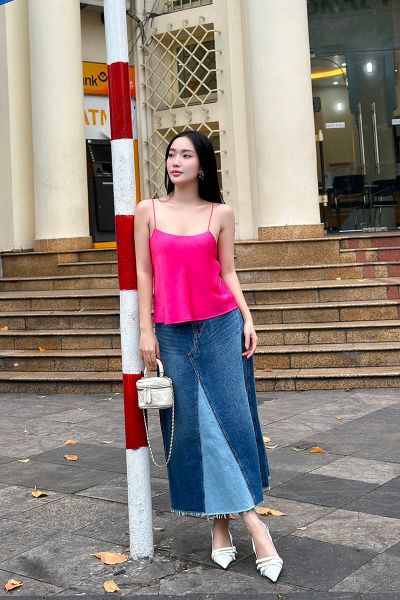 Áo Nữ TheBlueTshirt Daily Cami Top - Lụa Tổng Hợp Hồng Rose