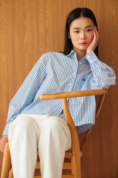 Áo Sơ Mi Nữ TheBlueTshirt Urban Shirt - Sky Blue Stripe