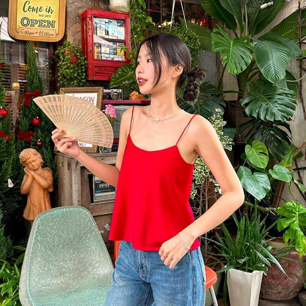 Áo Nữ TheBlueTshirt Daily Cami Top - Lụa Tổng Hợp Đỏ