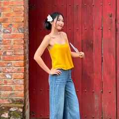 Áo Nữ TheBlueTshirt Daily Cami Top - Lụa Tổng Hợp Vàng Mustard