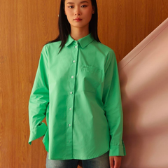 Áo Sơ Mi Nữ TheBlueTshirt New Pocket Oversize Shirt - Green Poplin 110