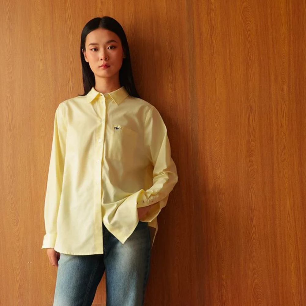 Áo Sơ Mi Nữ TheBlueTshirt New Pocket Oversize Shirt - Yellow Poplin 110