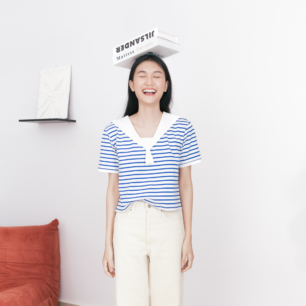 Áo Nữ TheBlueTshirt Sailor T - Signature White Blue Stripe