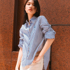 Áo Sơ Mi Nữ TheBlueTshirt Sydney Oversize Shirt - Blue Navy Stripe