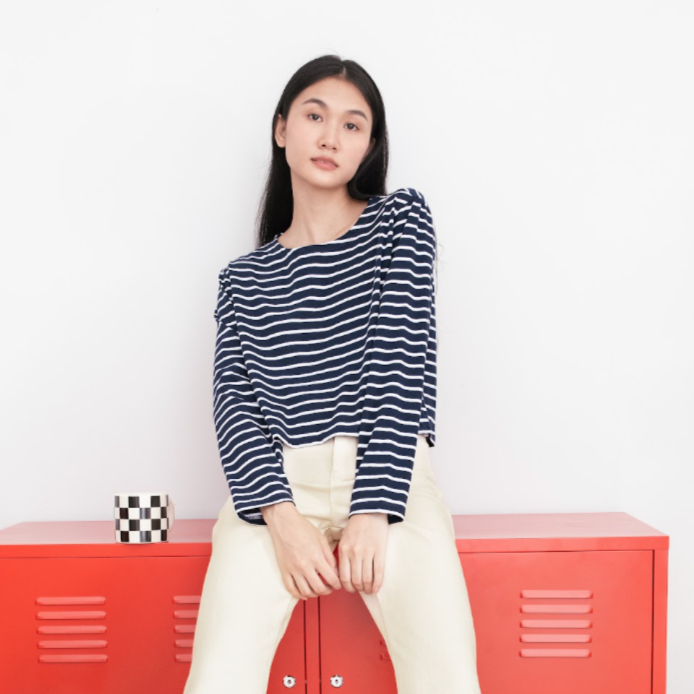 Áo Thun Nữ TheBlueTshirt Sọc New Favorite Tee - Navy Suite Stripe