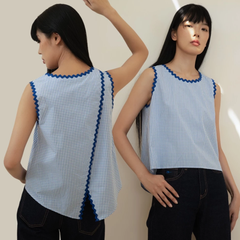 Áo Nữ TheBlueTshirt ZigZag Daisy Top - WaterBlue Gingham