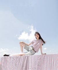 Áo Thun Nữ TheBlueTshirt Sọc Đỏ Xanh Trắng Number 6 T - Signature Stripe Premium Cotton