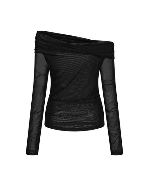 Áo Kiểu Nữ DOTTIE Trễ Vai - Đen - T0783