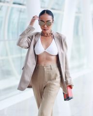 Áo Blazer Nữ Linen Nâu Nhạt F2 Chocolate Fall In Love