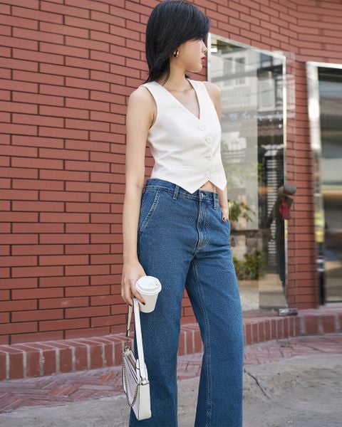 Quần Dài Nữ TheBlueTshirt Tailor Pocket Jeans - Dark Blue Wash
