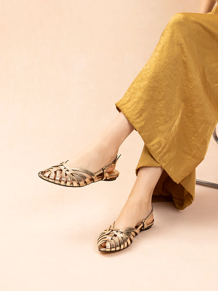 Giày slingblack da Pazzion Rebekah Strappy Metallic Slingback Flats