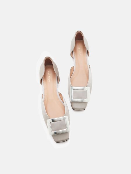 Giày Cao Gót Nữ Pazzion Beatrice Silver Square Buckle Heels