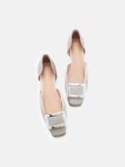 Giày Cao Gót Nữ Pazzion Beatrice Silver Square Buckle Heels